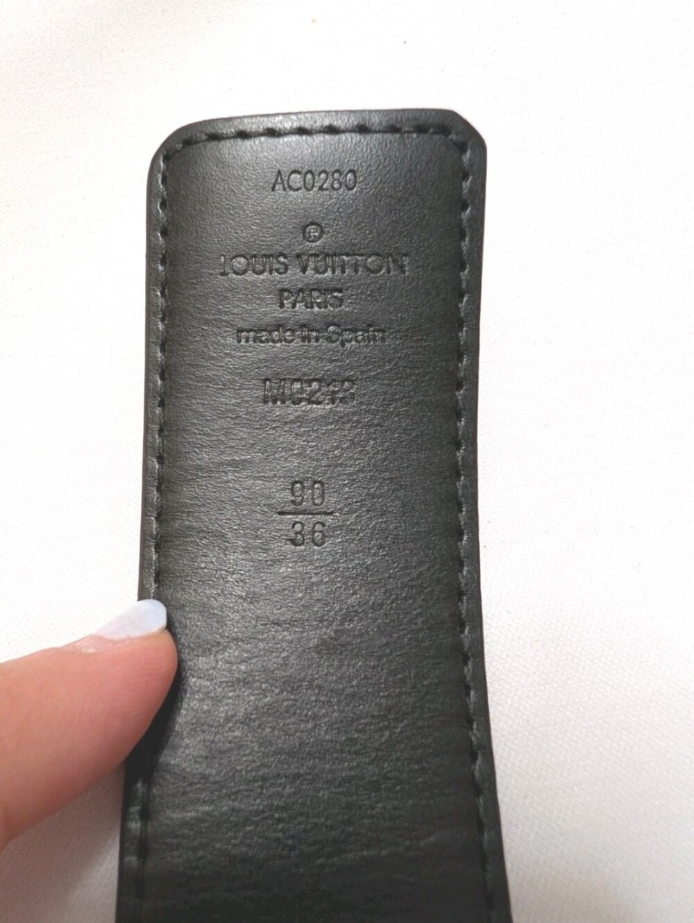louis vuitton Leather Belt mens 90 / 36 Buckle Checkered Black M0213 - Picture 3 of 5